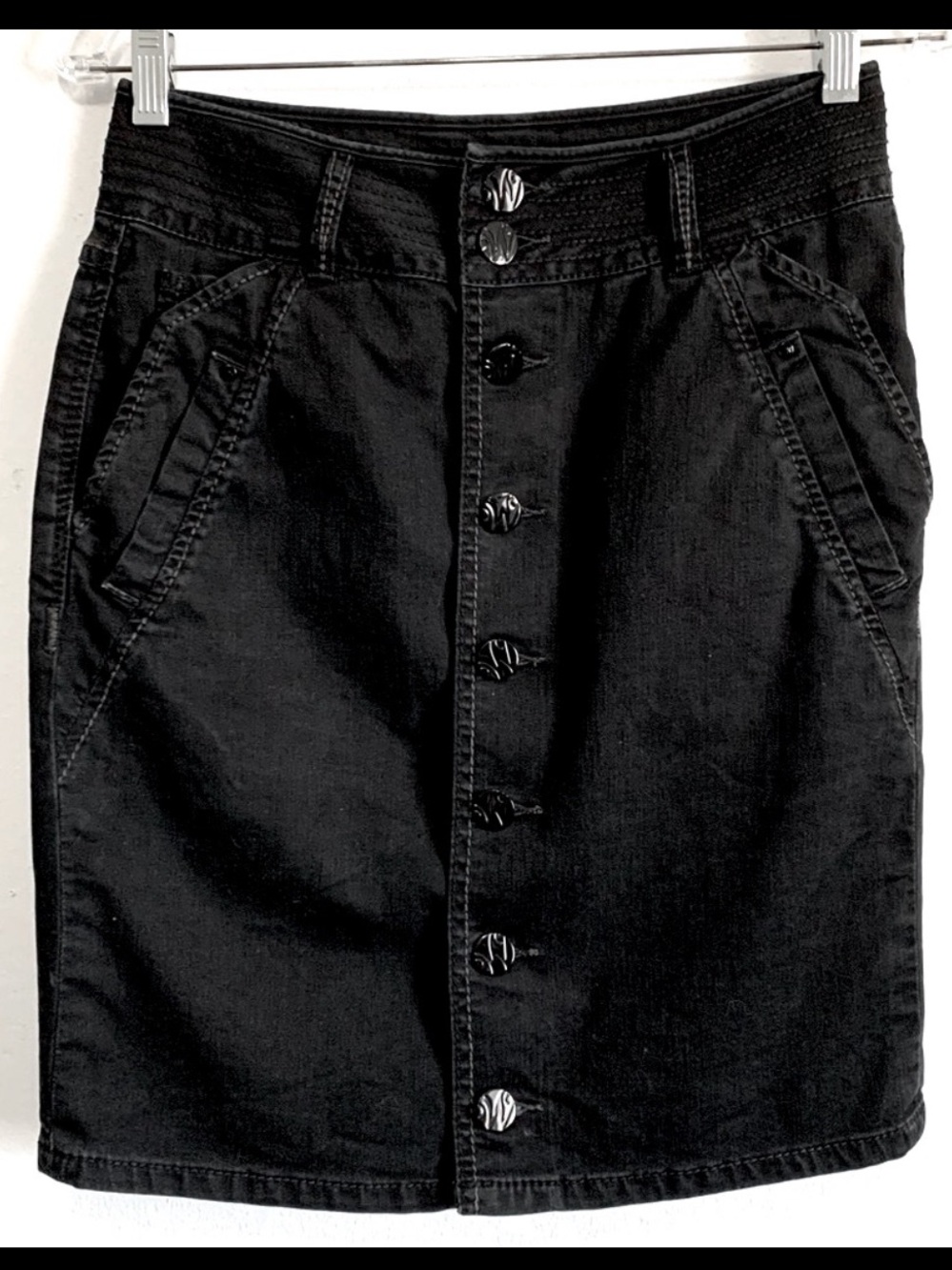 WORN Black DENIM Pencil Skirt